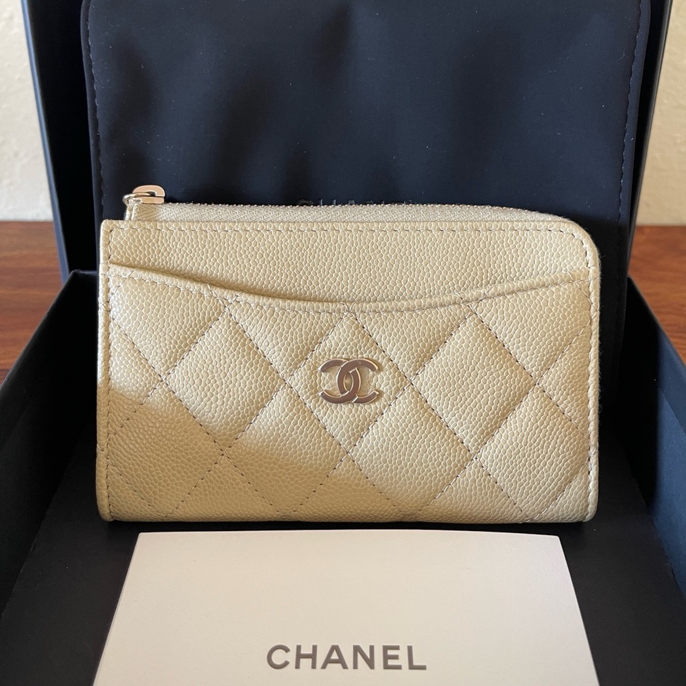 Chanel Caviar Quilted Zip Card Coin Holder Wallet